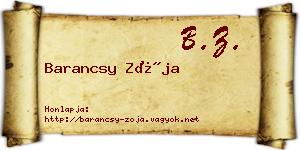 Barancsy Zója névjegykártya